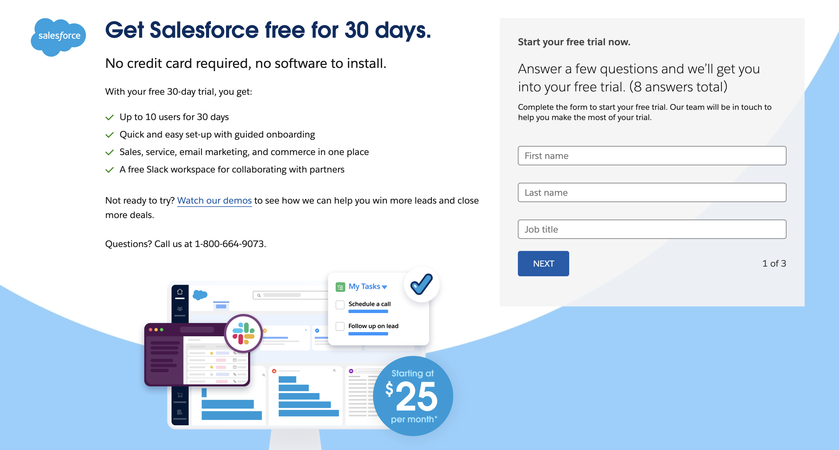 Salesforce free trial signup form